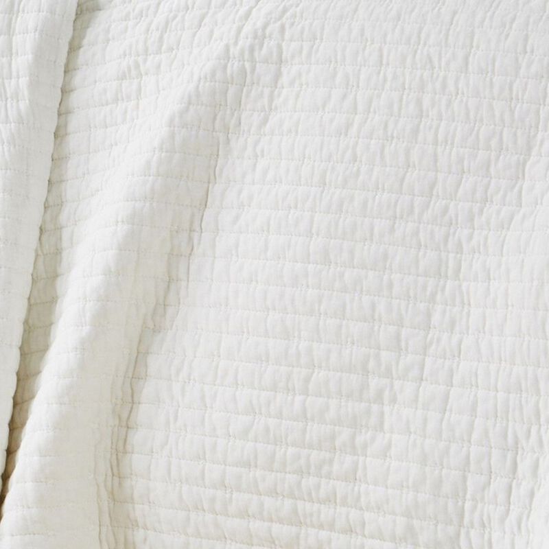 Xumi 2pc Twin Quilt and Pillow Sham Set, Channeled, Antique White Cotton - Benzara
