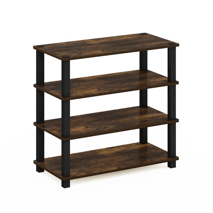Hivvago Stackable 4 Shelf Black Brown Wood Shoe Rack   Holds up to 12 Pair of Shoes