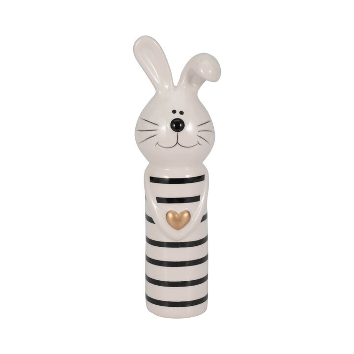2"x7" Stripe Bunny Gold Heart