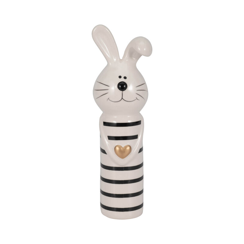 2"x7" Stripe Bunny Gold Heart