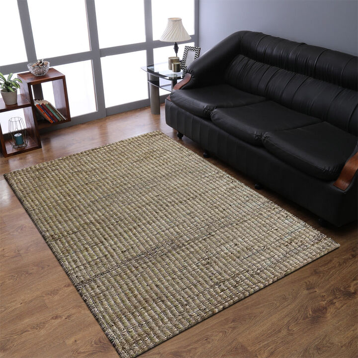 HAND WOVEN JUTE ECO-FRIENDLY Contemporary AREA RUGS  - 8'x10', Rectangle Shape, Beige Color, Contemporary, High Pile, Natural Fiber, Outdoor Indoor Handmade Area Rugs for Living Room (J00038)