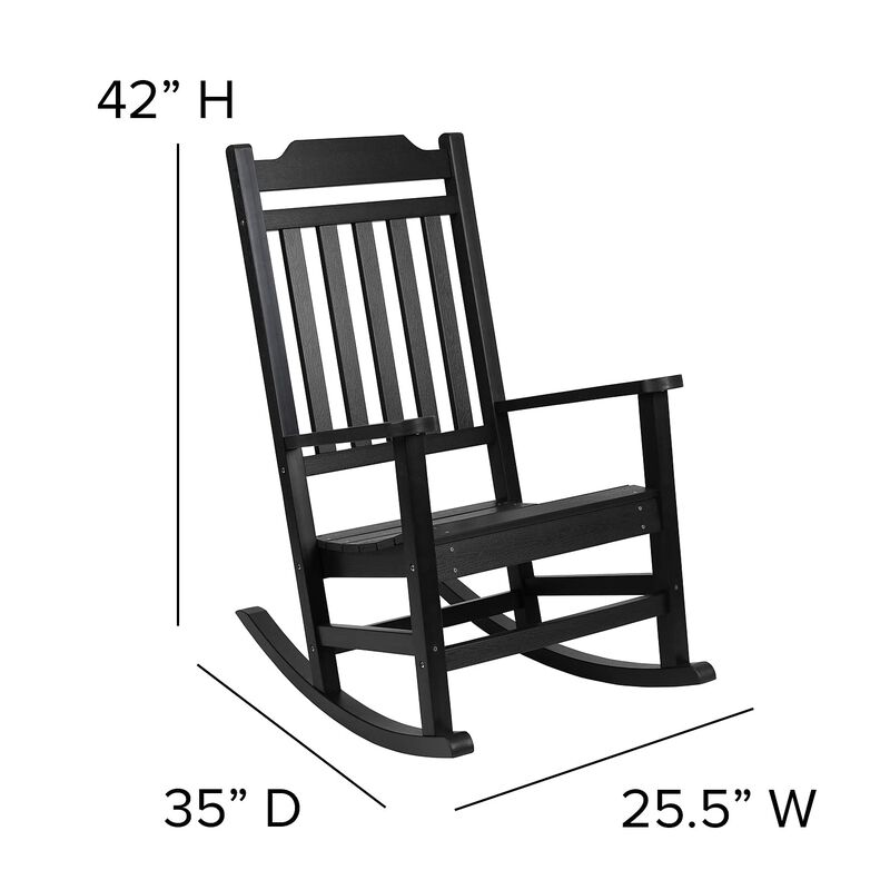 Flash Furniture Winston All-Weather Poly Resin Rocking Chair in Black