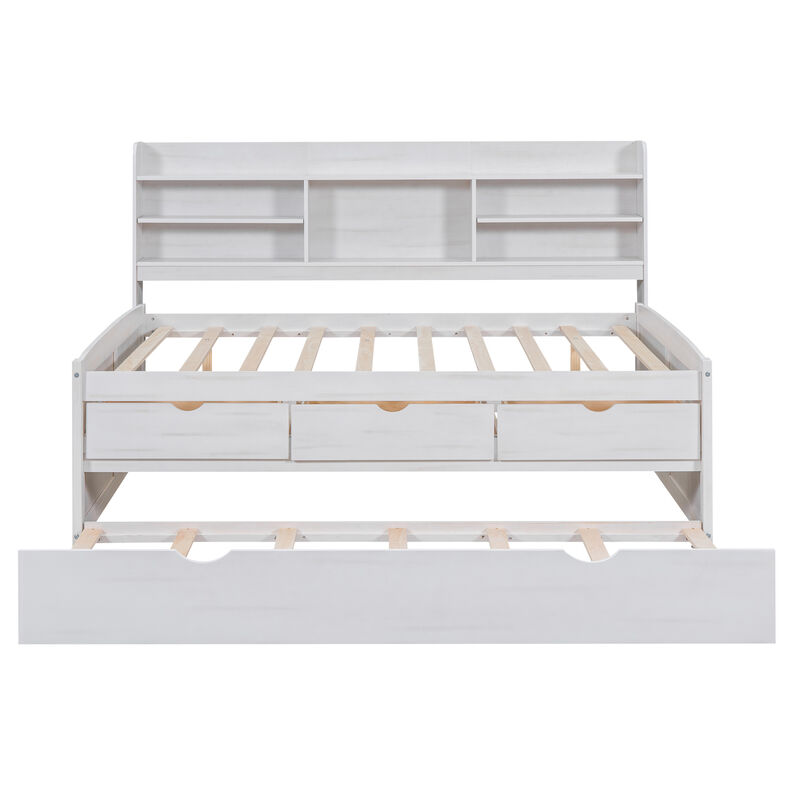 Merax Wooden Captain Daybed Bed with Bookshelves