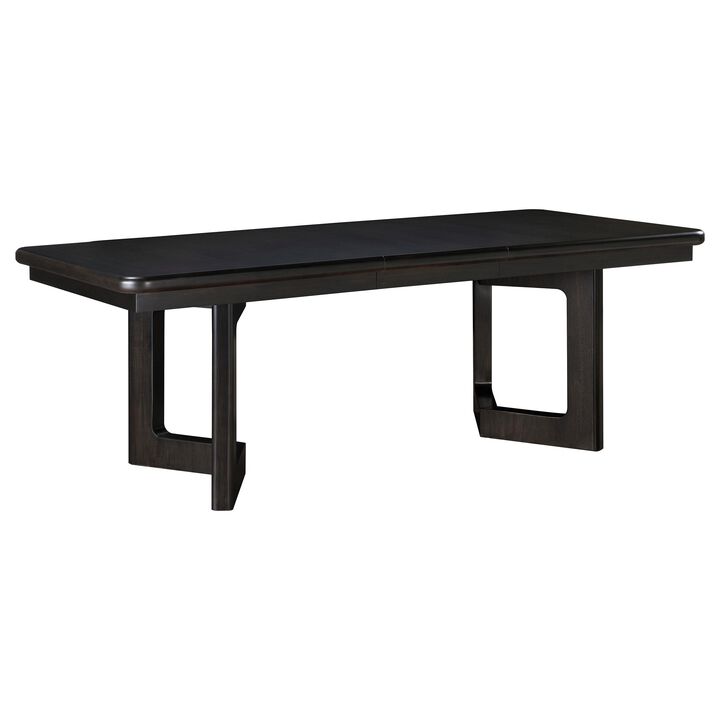 Hanna Dining Table, Extension Leaf, Dark Brown, Rectangular 66-84 Inch - Benzara