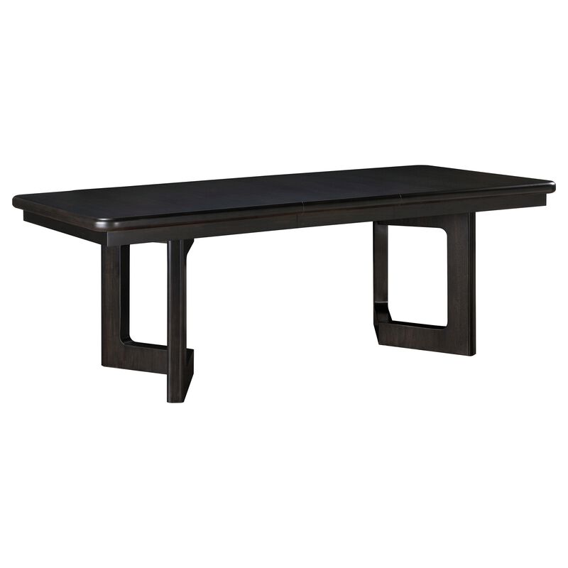 Hanna Dining Table, Extension Leaf, Dark Brown, Rectangular 66-84 Inch - Benzara