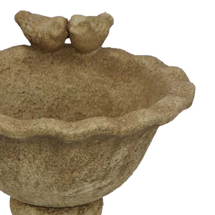 Ivina Bird Bath Feeder, Brown Terracotta, Cute Decorative, 12 Inch - Benzara