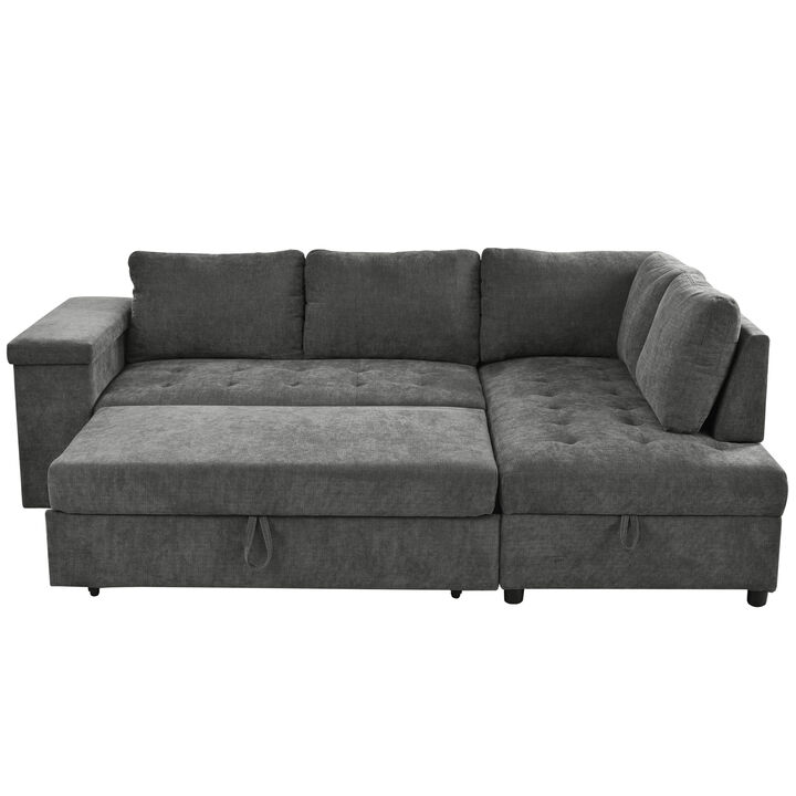Merax L Shaped Sleeper Sofa Couch with Hidden Storage