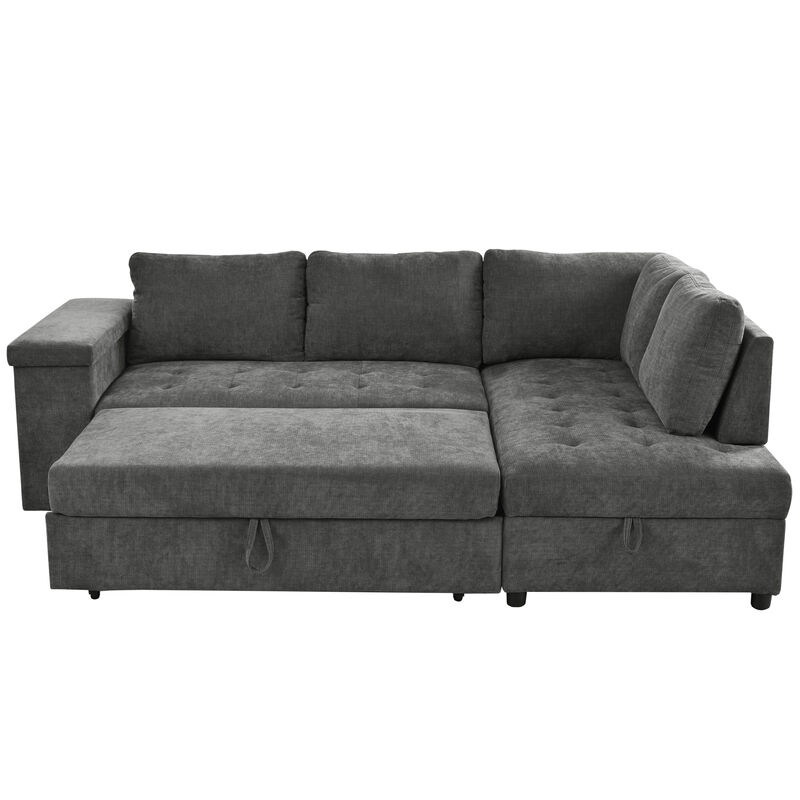 Merax L Shaped Sleeper Sofa Couch with Hidden Storage