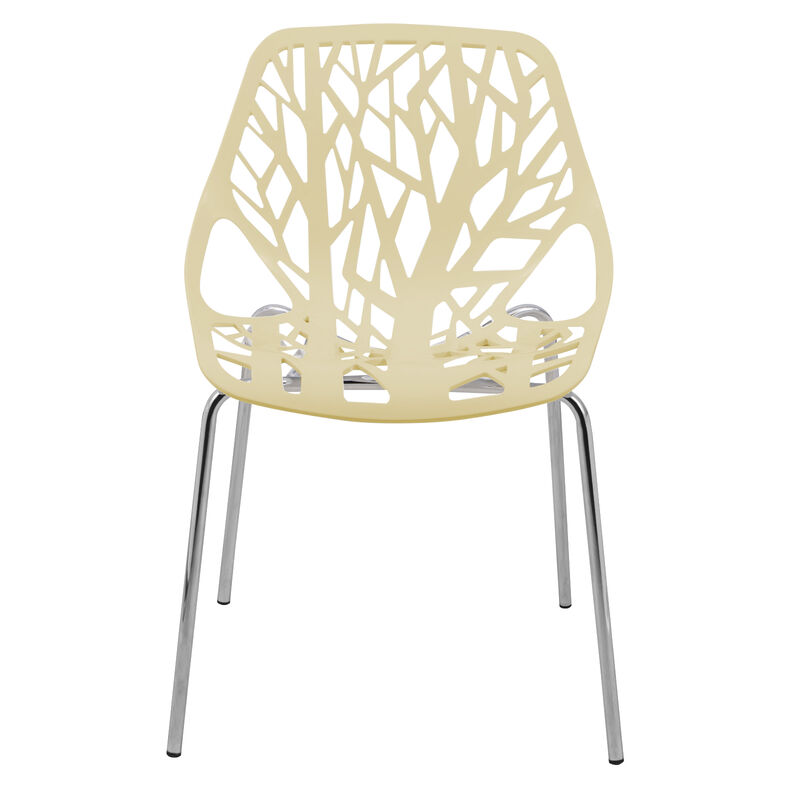 LeisureMod Asbury Dining Stackable Chair in Polypropylene Seat and Chrome Legs Set of 2