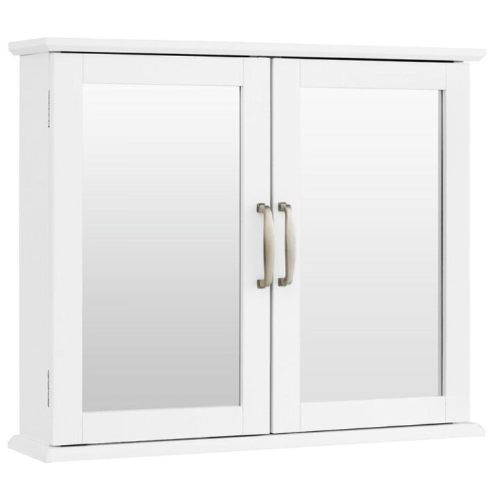 Hivvago 2-Tier Wall-Mounted Mirror Storage Cabinet with Handles for Bathroom