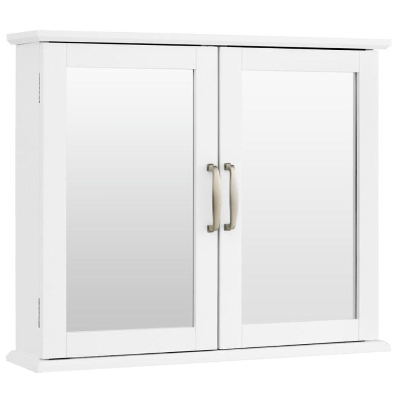 Hivvago 2-Tier Wall-Mounted Mirror Storage Cabinet with Handles for Bathroom