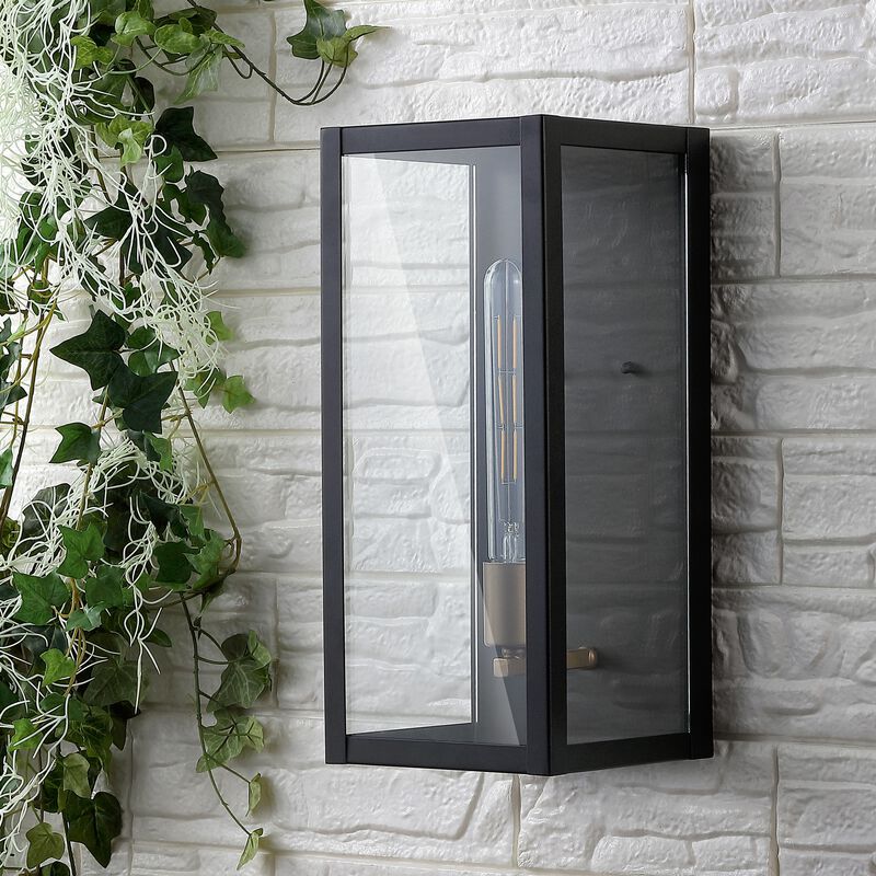 Berlin 1-Light Modern Industrial Rectangular Iron/Glass LED Outdoor Sconce