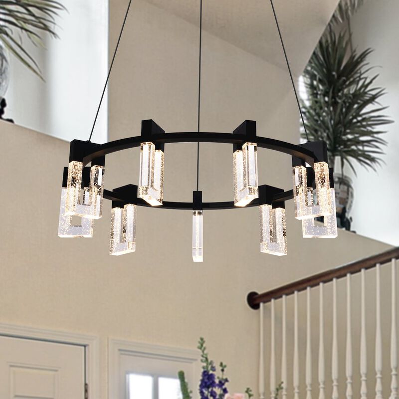 VONN Lighting 9-Light Pendant Lighting Height Adjustable Integrated LED Circular Chandelier