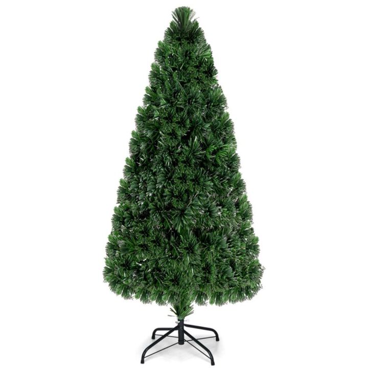Hivvago 3' / 4' / 5' / 6' Feet Artificial Pre-Lit Fiber Optic PVC Christmas Tree