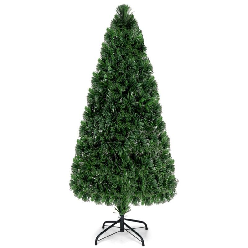 Hivvago 3' / 4' / 5' / 6' Feet Artificial Pre-Lit Fiber Optic PVC Christmas Tree