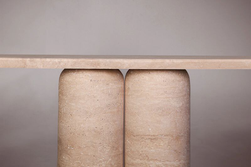 Bullet Leg Travertine Console Table 72"