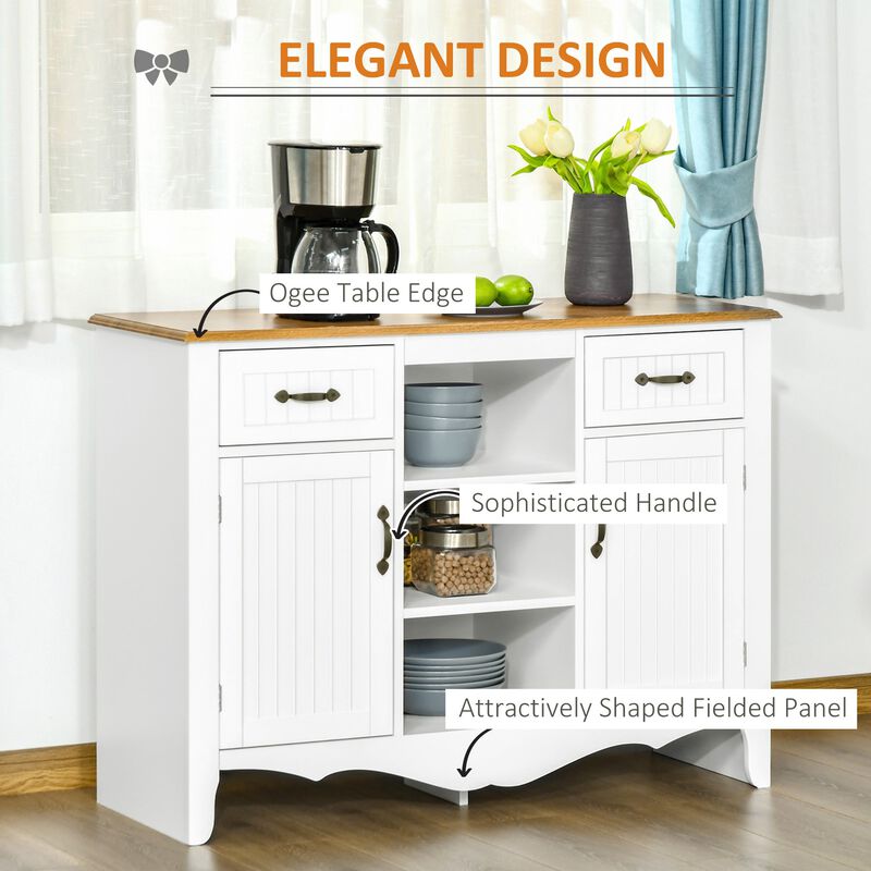 White French Sideboard: 42" Provincial Style with Drawers and Shelves