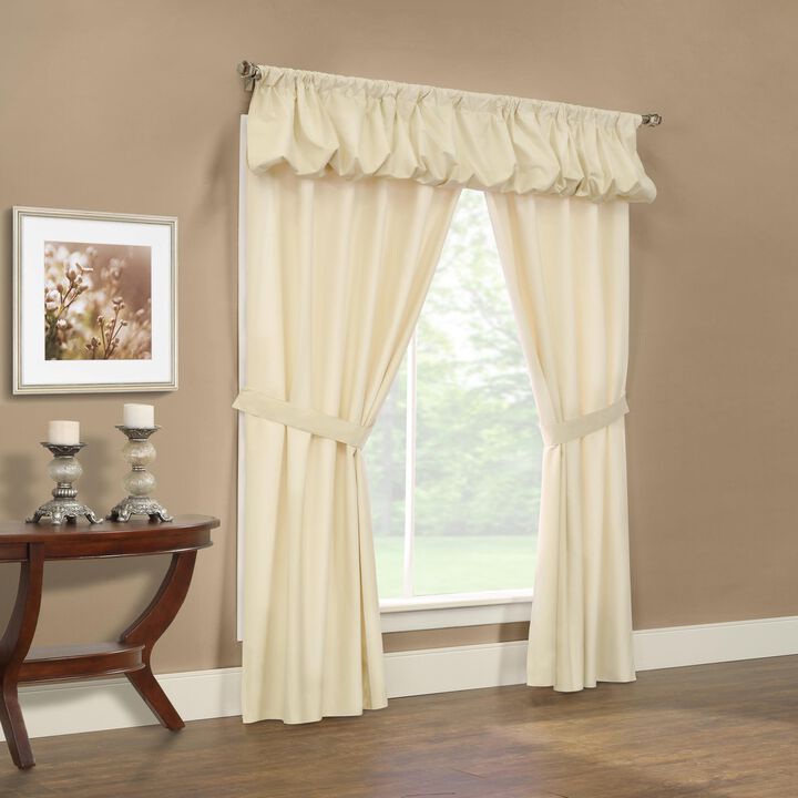 Commonwealth Thermalogic Prescott Energy Efficient 5 Piece Window Curtain Set - 80x63" - Ivory
