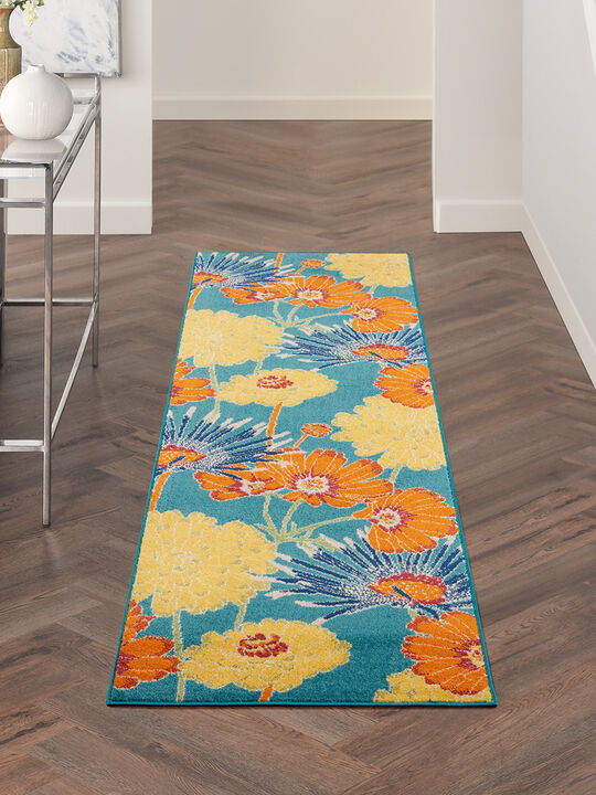 Allur ALR06 Turquoise/Multicolor 2'3" x 7'6" Rug