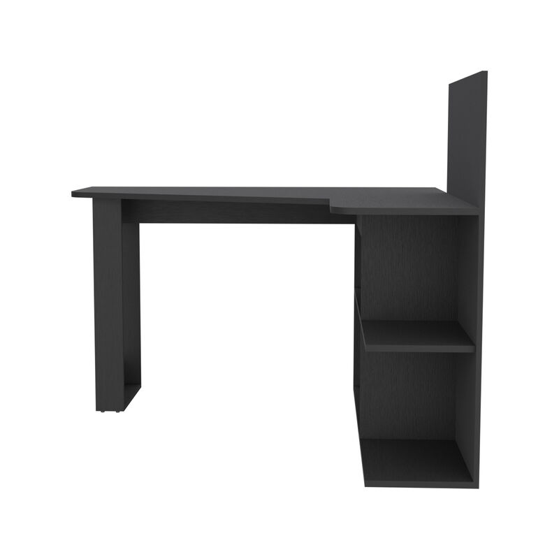 DEPOT E-SHOP Kairi Writing Computer Desk, Five Open Shelves, Black