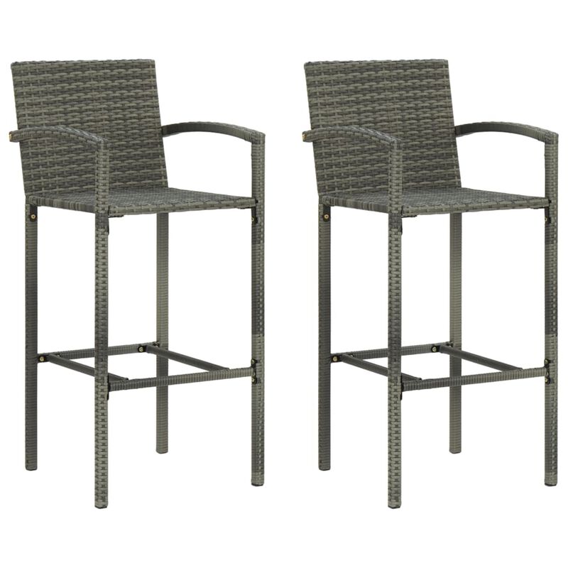 vidaXL 3 Piece Garden Bar Set Poly Rattan Gray