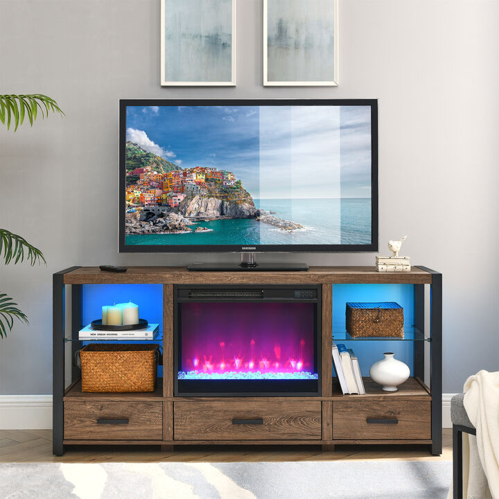 Streamdale 60'' Electric Media TV Stand with LED Lights