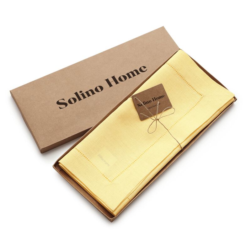Solino Home 100% Pure Linen Table Runner | Classic Hemstitch for Thanksgiving, Christmas