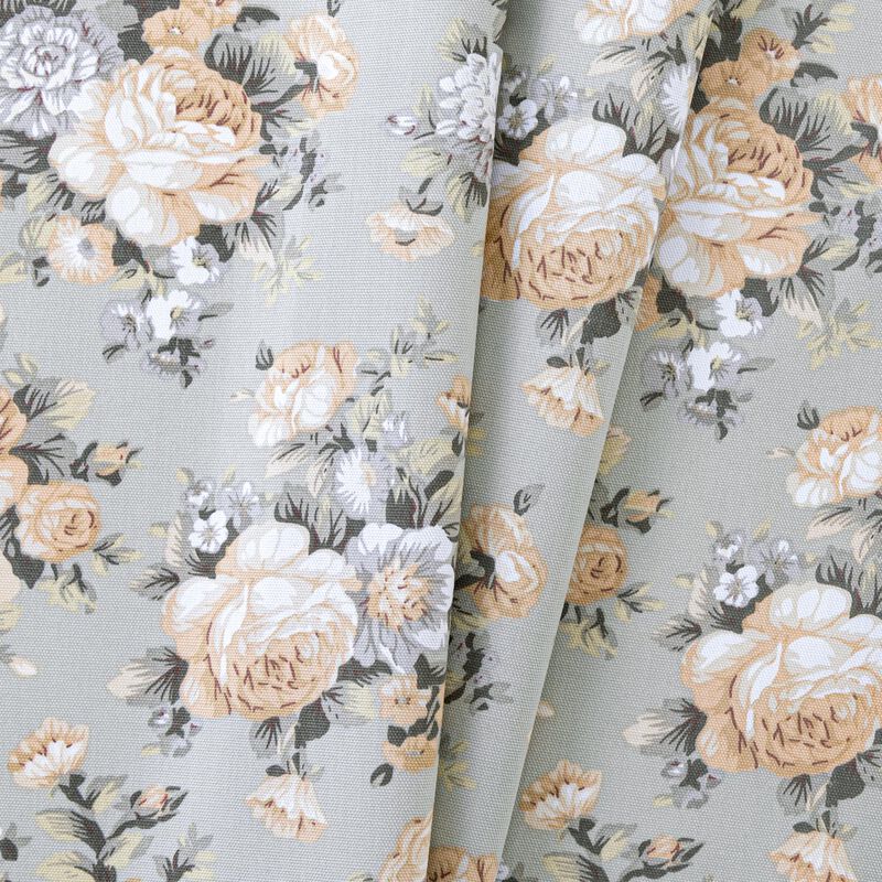 Ellis Bella Rose Stylish Medium Scale Printed Floral Pattern 1.5" Rod Pocket Tier for Windows 56"x36" Mist