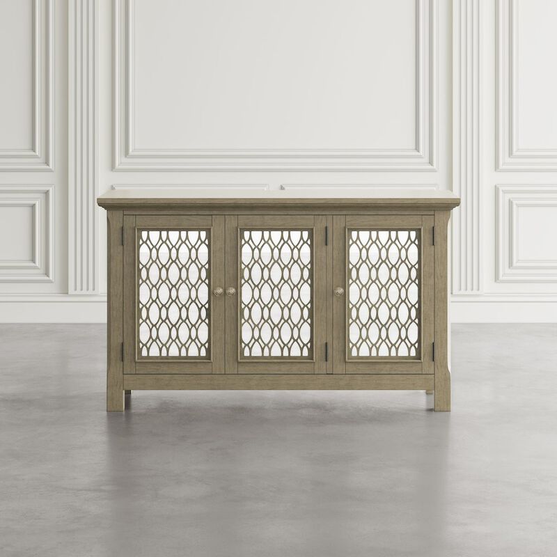 Jofran Isabella 54 Luxury Mirrored Accent Storage Cabinet