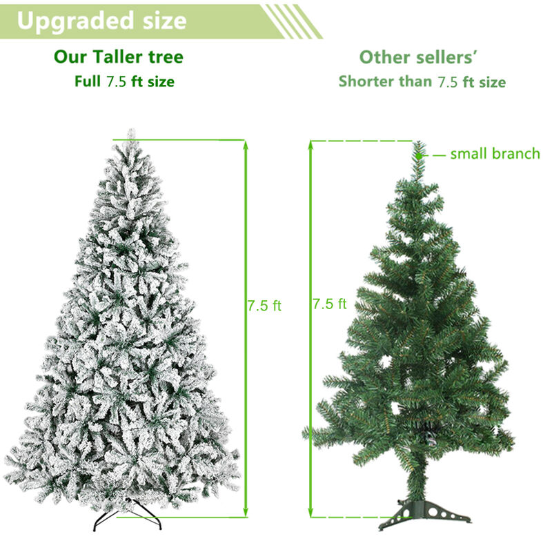 Automatic Flocked Christmas Tree with 1450 Branches Full & Easy-Setup Holiday Décor