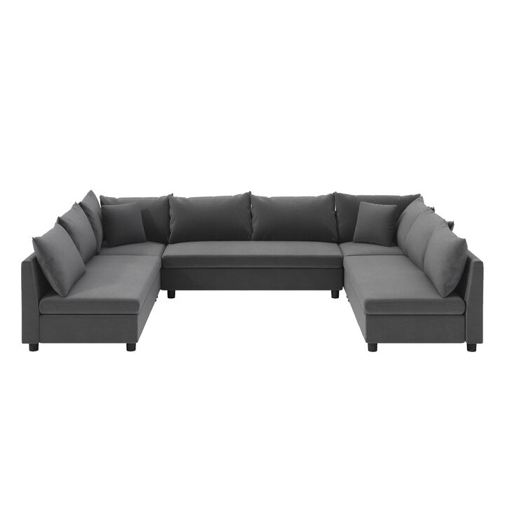 Merax Modular Chenille Sectional Sofa Convertible Sofa for Living Room
