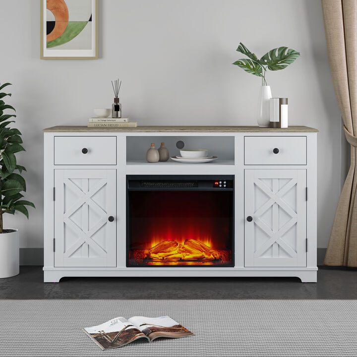 FESTIVO Farmhouse TV Stand with Fireplace for up to 65" TV