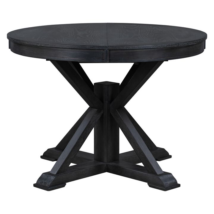 Retro Extendable Dining Table with 12" Leaf for Kitchen or Dining Room