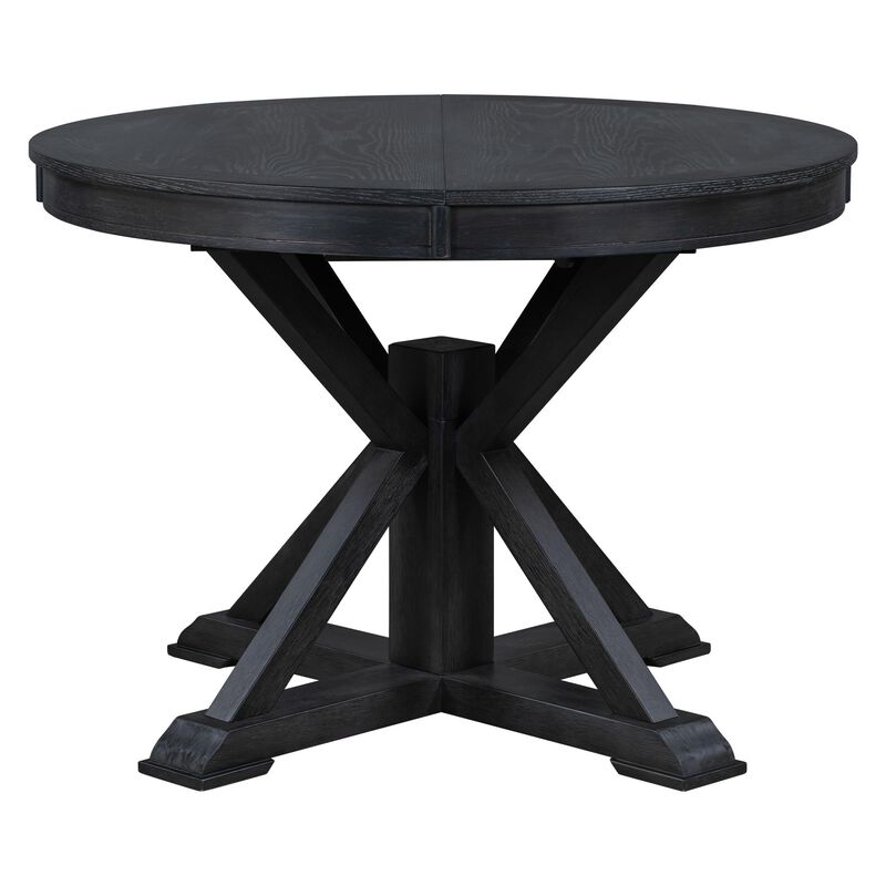 Retro Extendable Dining Table with 12" Leaf for Kitchen or Dining Room