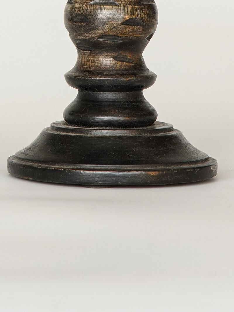 Traditional Dark Polish Eco-friendly Handmade Mango Wood Set Of Three 12",9" & 12" Pillar Candle Holder BBH Homes