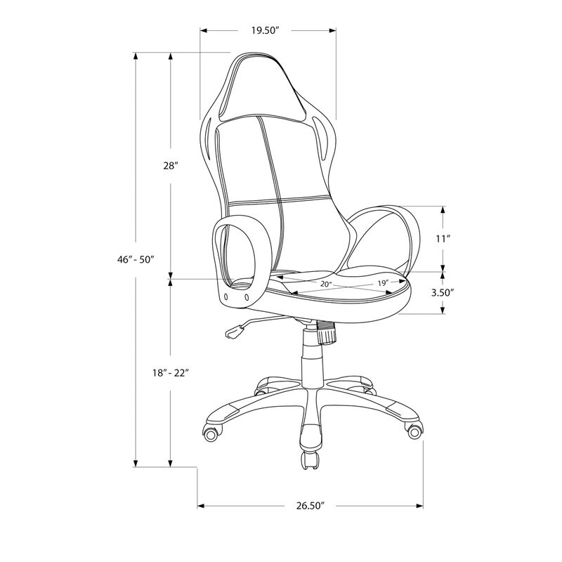 Monarch Specialties I 7259 Office Chair, Gaming, Adjustable Height, Swivel, Ergonomic, Armrests, Computer Desk, Work, Metal, Mesh, Black, Red, Contemporary, Modern