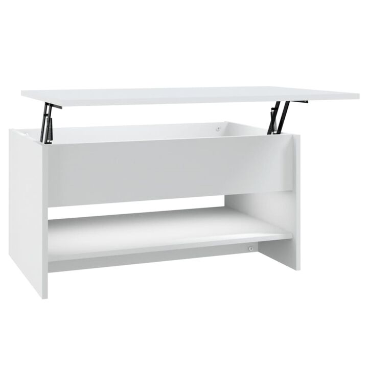 vidaXL Modern Coffee Table in White with Hidden Storage, Liftable Design, Made from Resistant, Moisture-Resistant Engineered Wood
