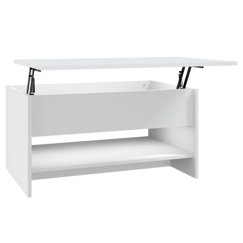 vidaXL Modern Coffee Table in White with Hidden Storage, Liftable Design, Made from Resistant, Moisture-Resistant Engineered Wood