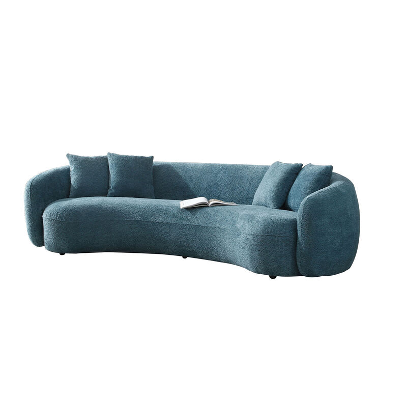 5 Seater Sofa Modern Sectional Half Moon Leisure Couch Curved Sofa in Teddy Fleece