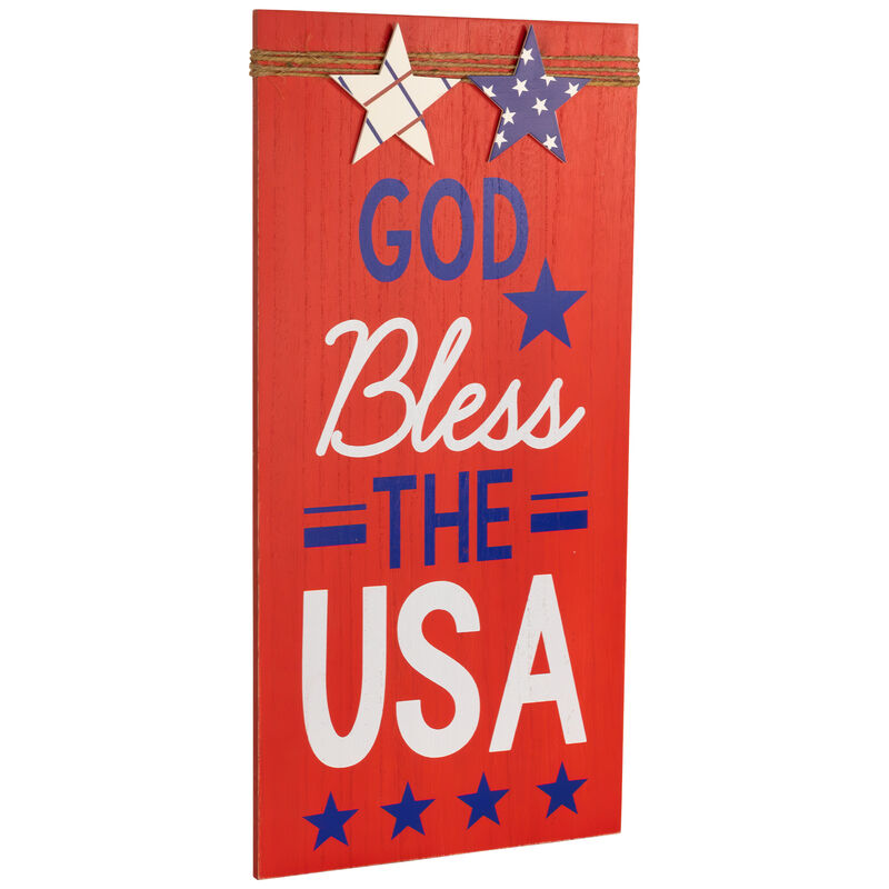 Set of 2 God Bless the USA and Land of the Free Patriotic Wooden Plaques 23.5"