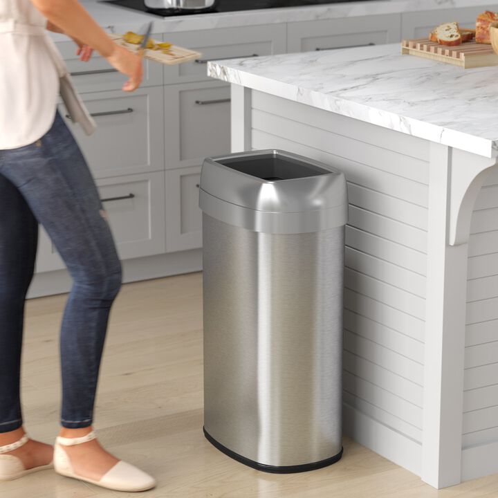 iTouchless 16 Gallon / 60 Liter Elliptical Open Top Trash Can