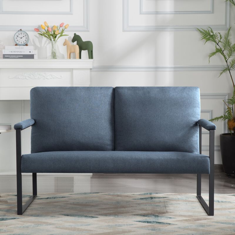 49.2 in. W Square Arm Linen Blend Modern Straight Sofa