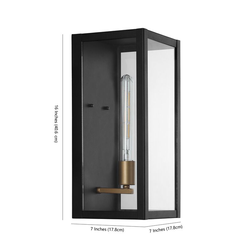 Berlin 1-Light Modern Industrial Rectangular Iron/Glass LED Outdoor Sconce