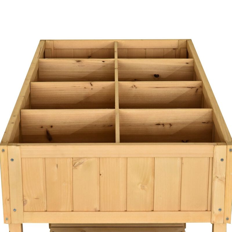 FarmHome 8-Grid Fir Wooden Raised Garden Planter Box for Outdoor Gardening