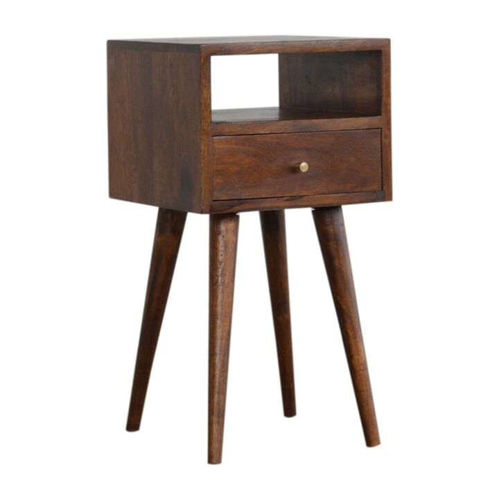 Mini Chestnut  Solid Wood 1 Drawer Nightstand