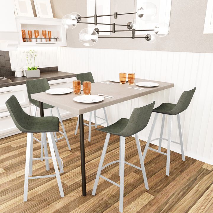 LeisureMod Elland Bar Stool – Modern White Base with Comfortable Padded Seat – Set of 2, Stylish and Durable