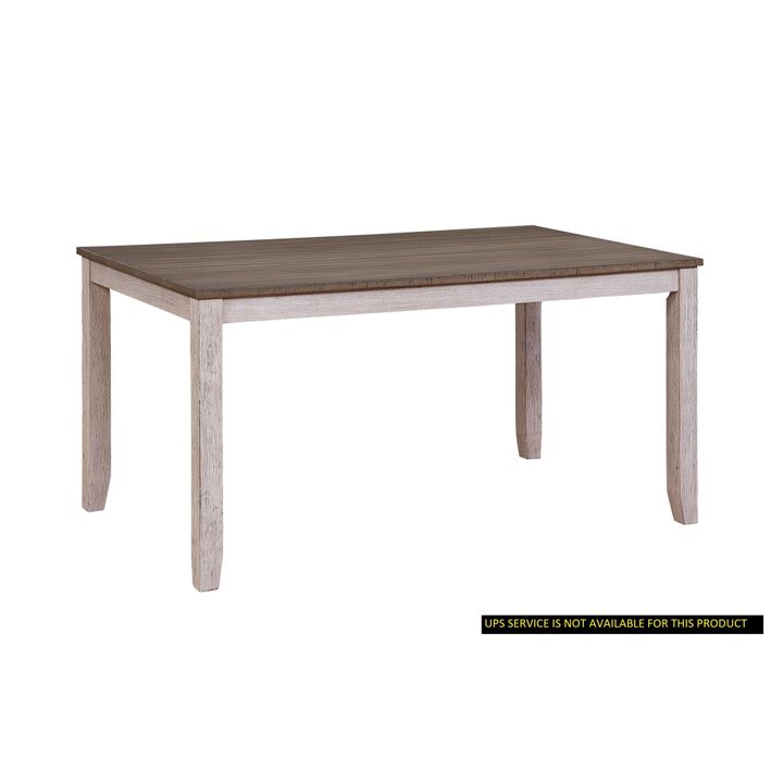 Transitional Design Rectangular 1 Piece Dining Table Grayish White And Brown Finish Furniture