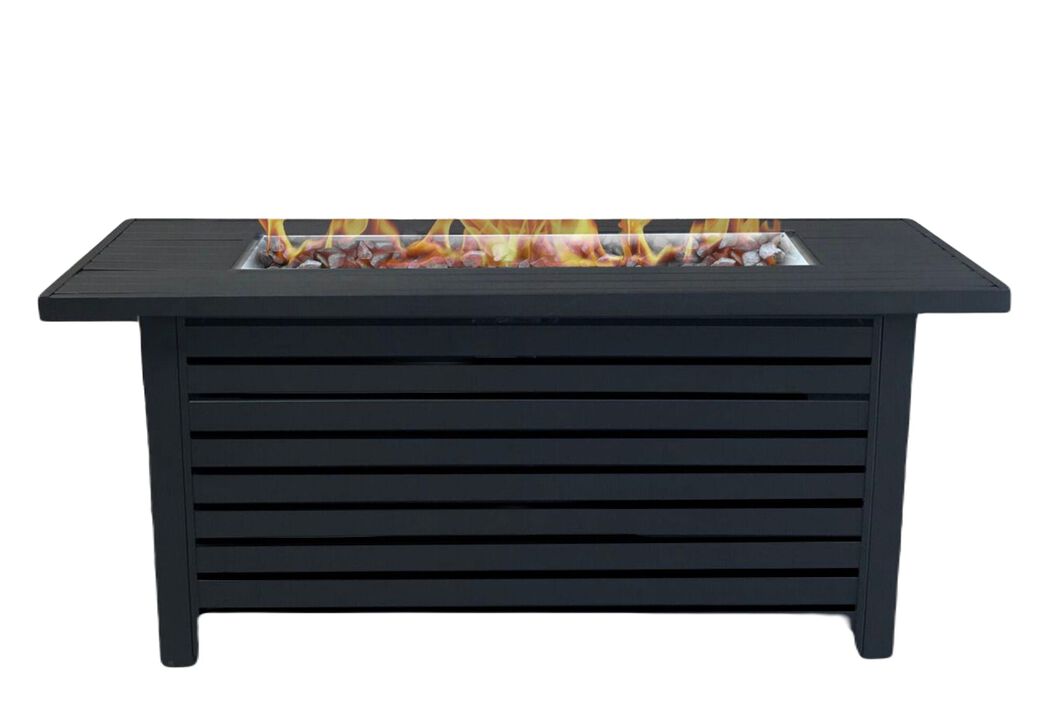 25" H x 42" W Steel Propane Fire Pit Table with Lid for Outdoor Use