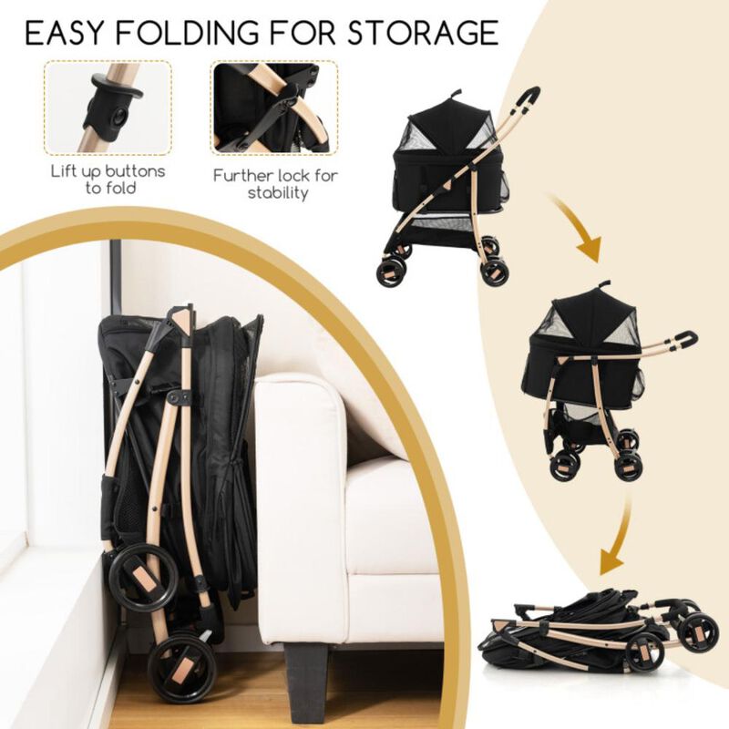 Hivvago 3-In-1 Pet Stroller with Removable Car Seat Carrier-Black
