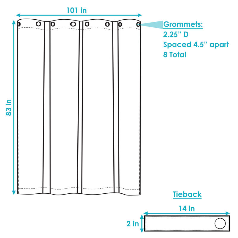 Sunnydaze Room Darkening Curtain Panel - Beige - 100 in x 84 in